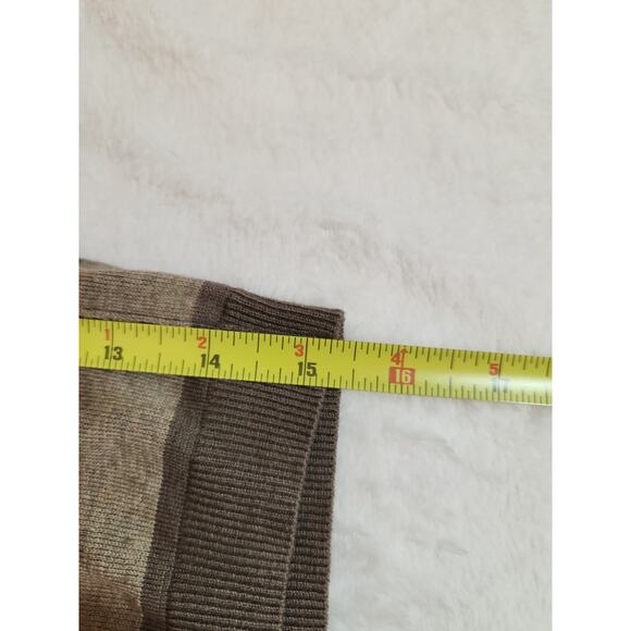 Banana Republic Sweater Vest Mens Small Brown Tan Striped Cashmere Silk V-Neck - Picture 5 of 8